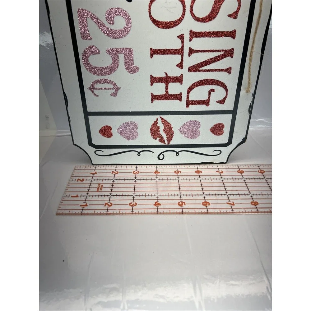 VALENTINE Kissing Booth Mini Stand w/ Banner & Sign- Lips/Hearts, Red/Pink-Decor